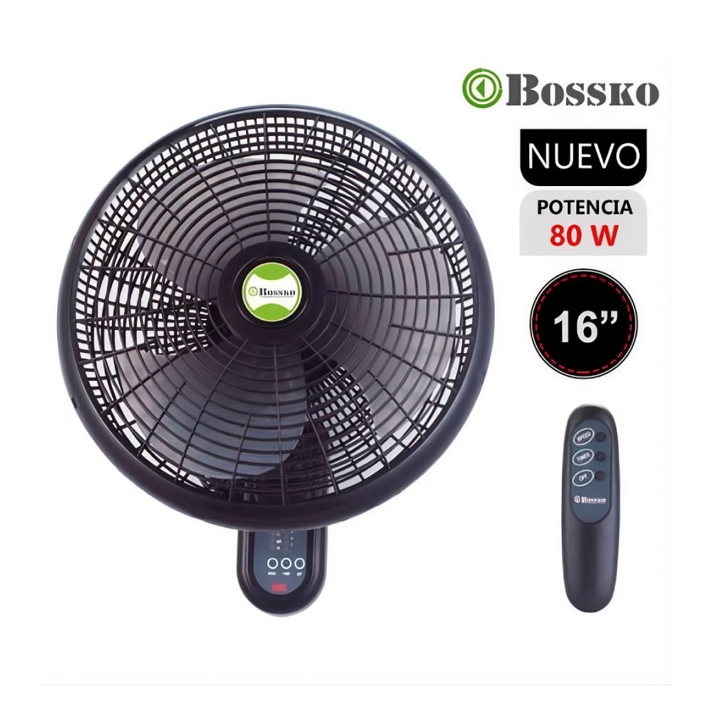 VENTILADOR DE PARED BOSSKO BK-8210PD DE 16' CON CONTROL REMOTO - 1