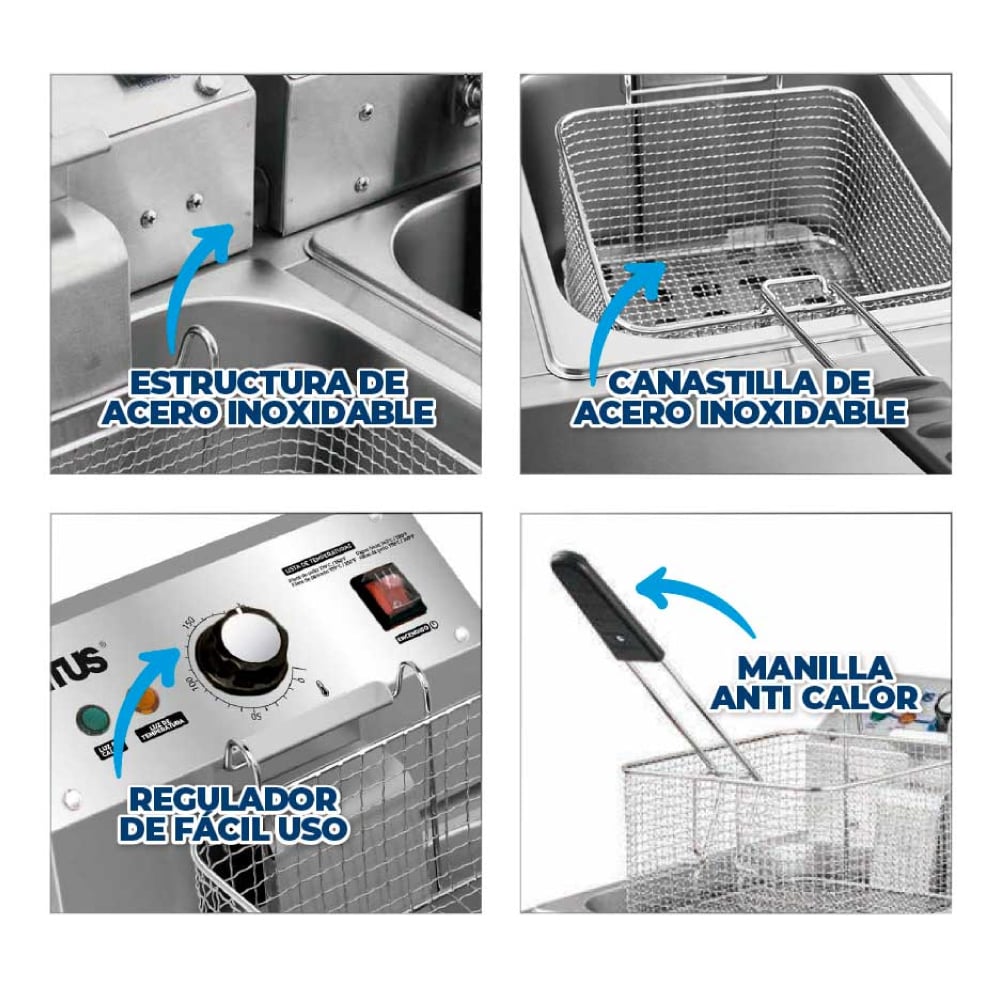 FREIDORA ELÉCTRICA VENTUS VFS-062 DOBLE CANASTA SOBRE MESA - 7