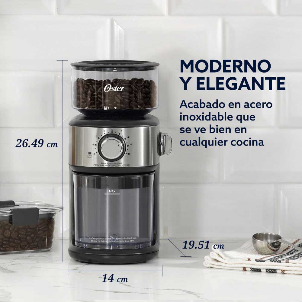 MOLINILLO DE CAFÉ AUTOMÁTICO OSTER BVSTBMH24 CON 18 NIVELES DE MOLIENDA - 6