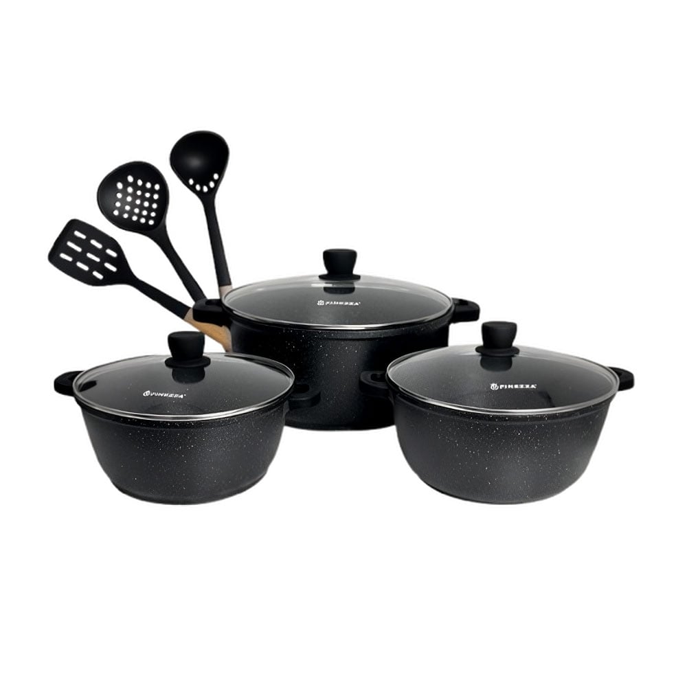 JUEGO DE OLLAS FINEZZA FZ-X1725MC ALUMINIO FUNDIDO ULTRAGRANITO DE 9 PZS - 1