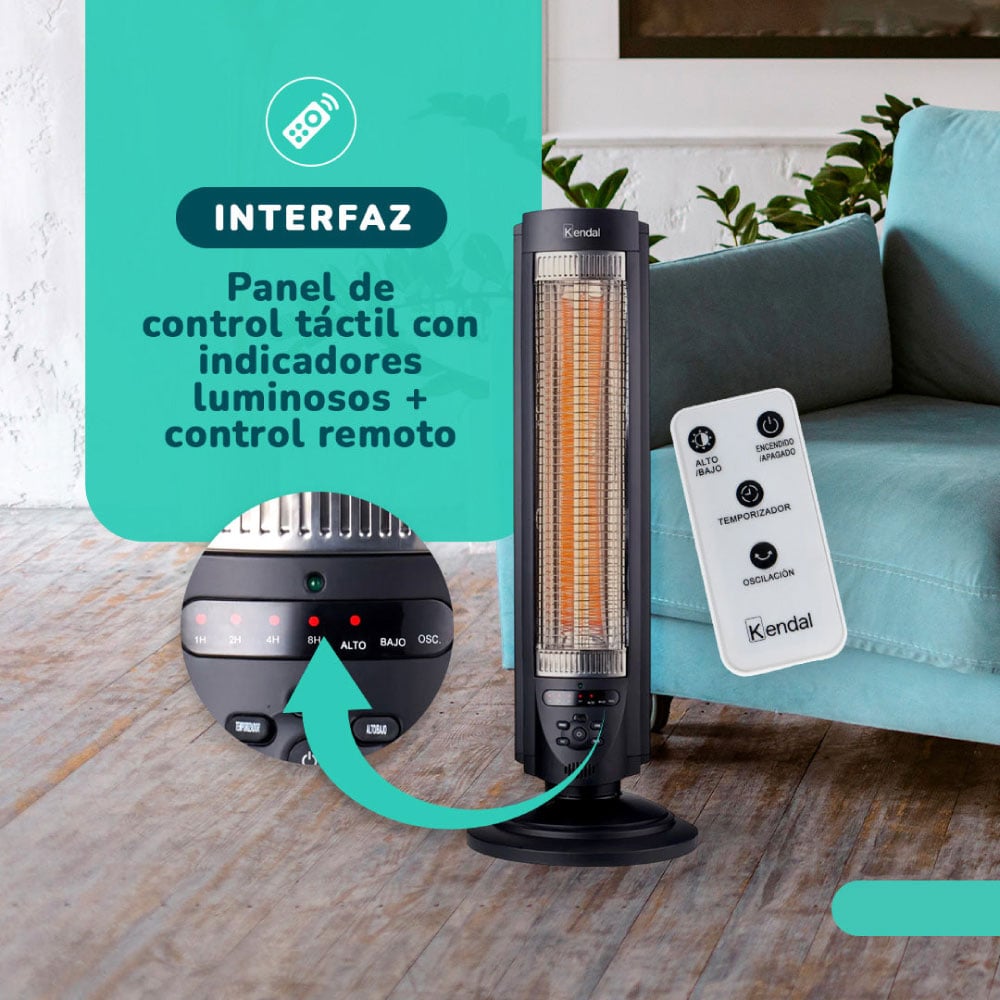 ESTUFA ELÉCTRICA FIBRA CARBONO KENDAL KFC-600D WIFI 700W COBERTURA 14M2 - 4