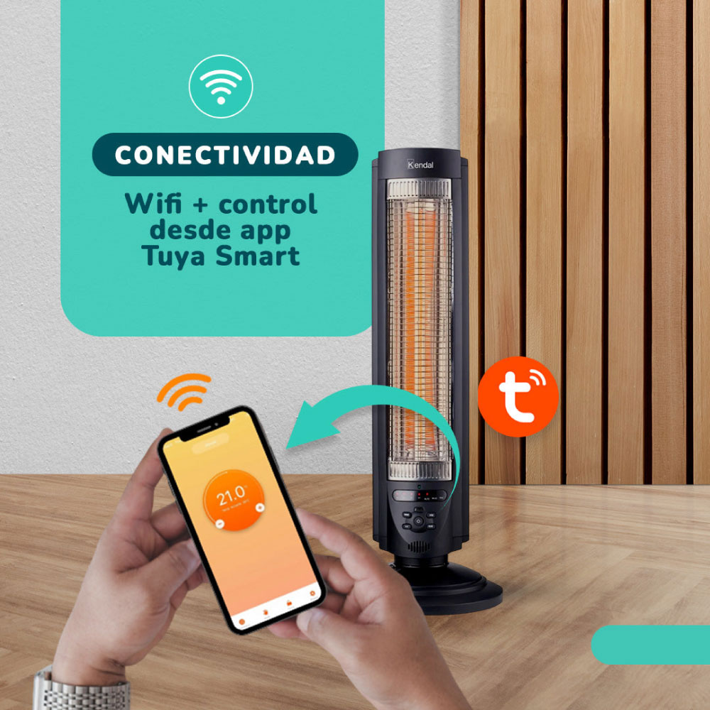 ESTUFA ELÉCTRICA FIBRA CARBONO KENDAL KFC-600D WIFI 700W COBERTURA 14M2 - 7