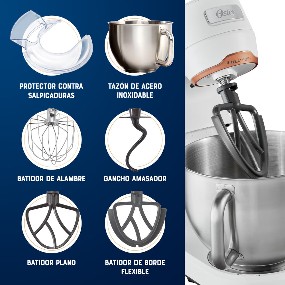BATIDORA PLANETARIA OSTER FPSTSMPL4W HEATSOFT 5.2L BLANCO - 7