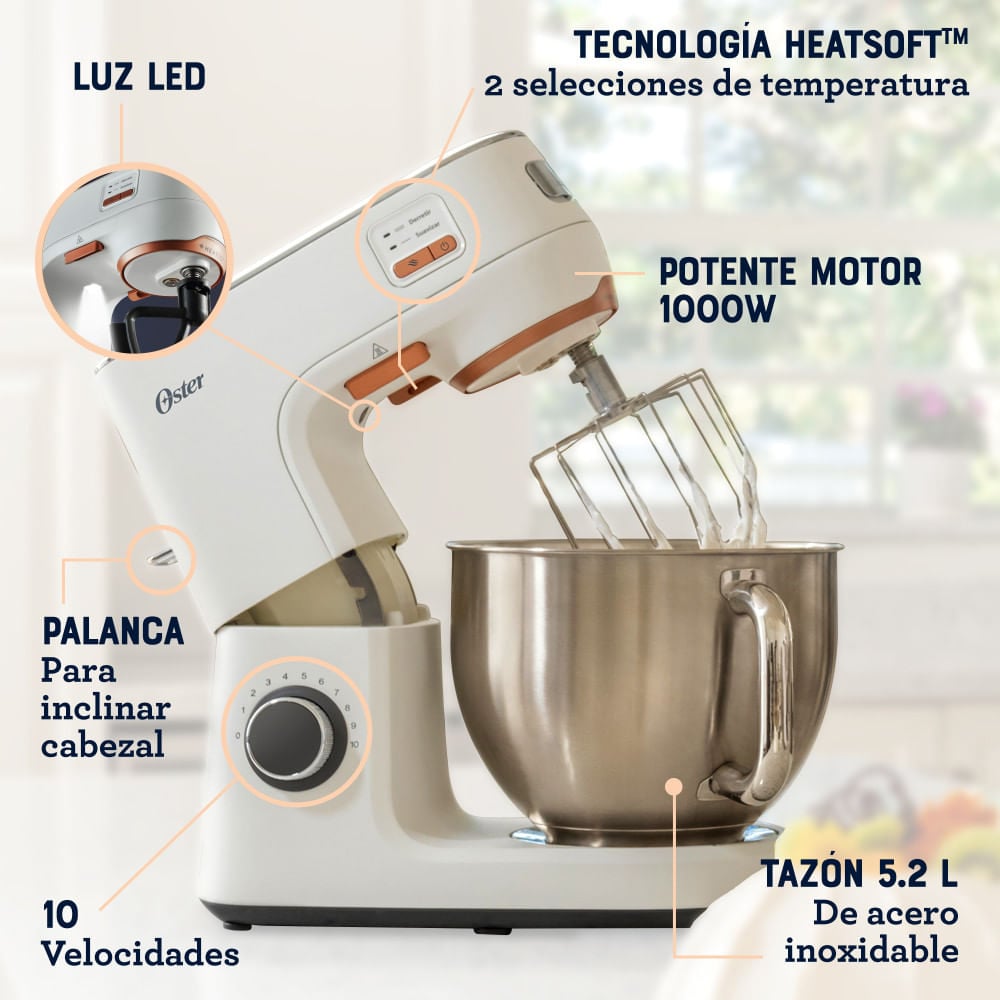 BATIDORA PLANETARIA OSTER FPSTSMPL4W HEATSOFT 5.2L BLANCO - 8