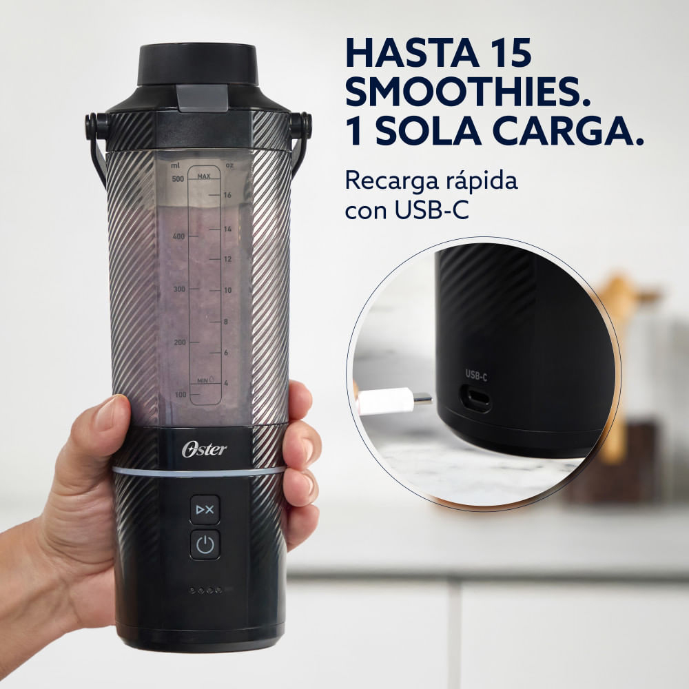 LICUADORA PORTÁTIL OSTER BLSTGFP-B20-000 GO MAX 590ML RECARGABLE USB-C - 4
