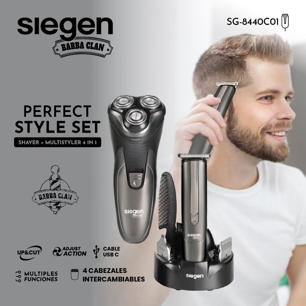 SET AFEITADORA Y CORTAPELO SIEGEN SG-8440C01 MULTISTYLER 4 EN 1 - 7