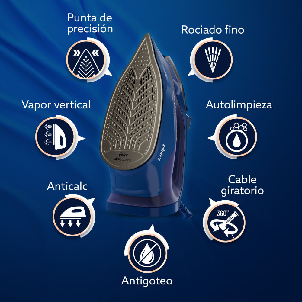PLANCHA DE VAPOR OSTER GCSTAC7202-053 AEROGLIDE S7200 AZUL OSCURO - 5