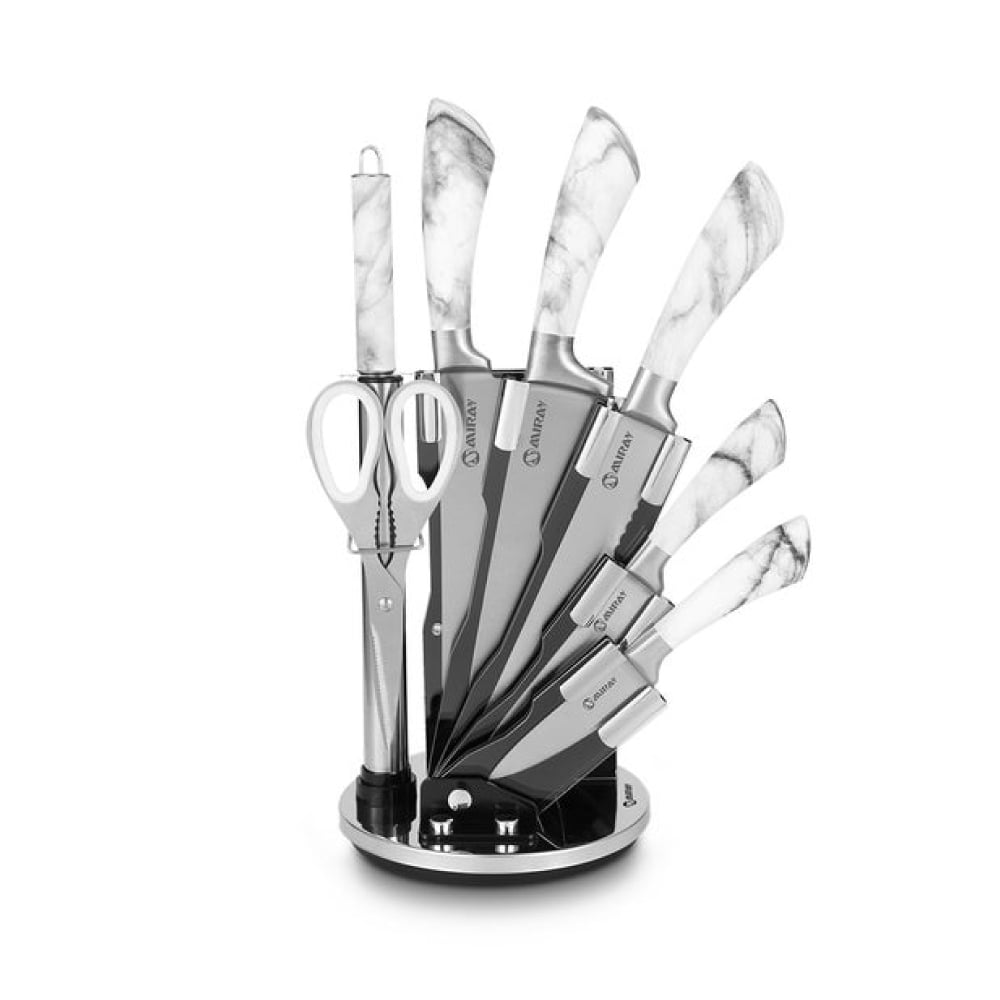 SET DE CUCHILLOS + TIJERAS MIRAY SCM-2 DE 8 PZAS ACERO INOXIDABLE - 1