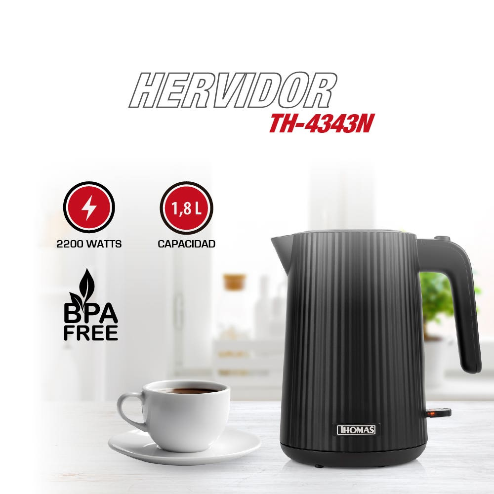 HERVIDOR ELÉCTRICO THOMAS TH-4343N 1.8LTS 2200W - 8