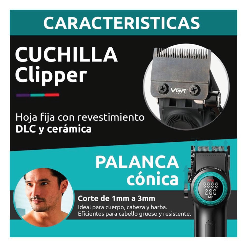 MÁQUINA DE CORTAR PELO VGR 9000 RPM V-001 PROFESIONAL ROJO - 4