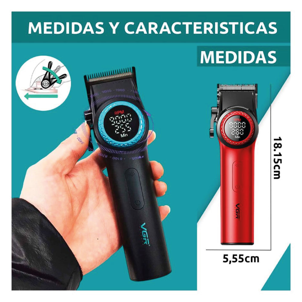 MÁQUINA DE CORTAR PELO VGR 9000 RPM V-001 PROFESIONAL ROJO - 5
