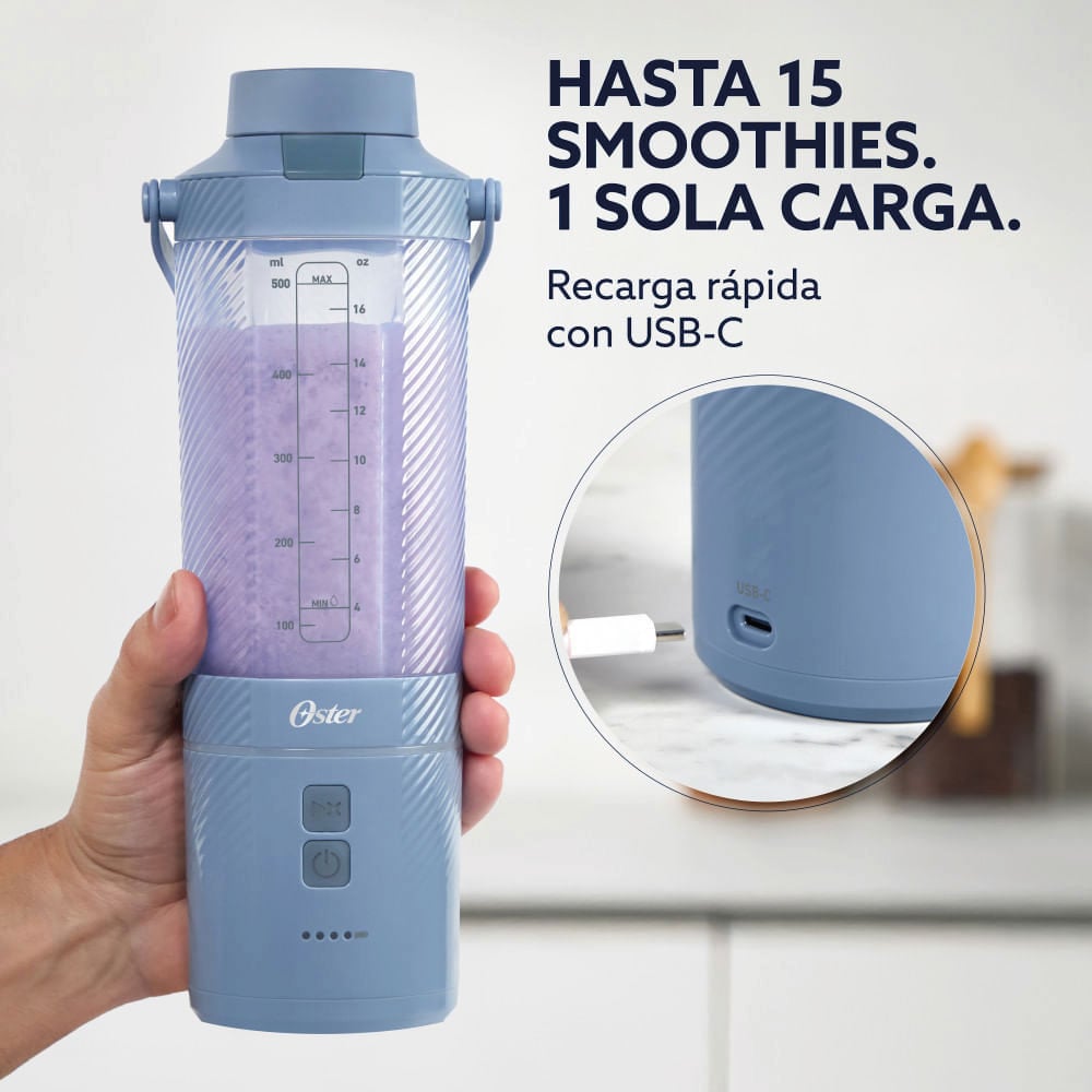 LICUADORA PORTÁTIL OSTER BLSTGFP-MH20-000 GO MAX 590ML RECARGABLE USB-C - 3