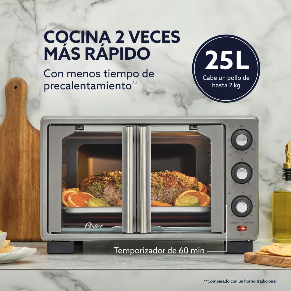 HORNO ELÉCTRICO - AIRFRYER OSTER TSSTTV25FDMAFNS-053 25L PUERTAS FRANCESAS - 7