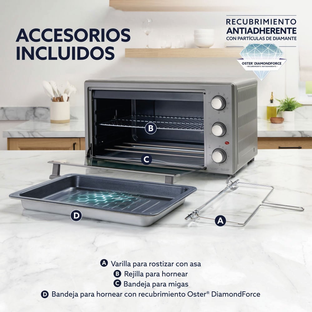 HORNO ELÉCTRICO OSTER TSSTTV60MNS-053 XL CON ROTISSERIE DE 60LTS - 5