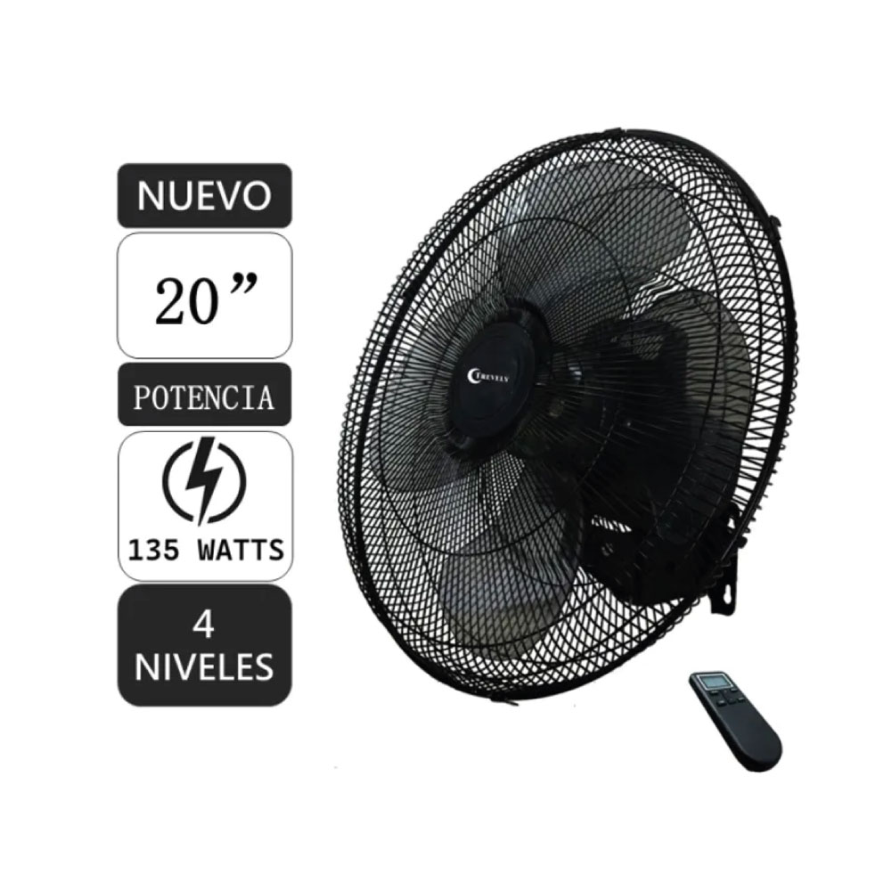 VENTILADOR INDUSTRIAL PARED TREVELY VT-204C 20 PULG. 135W C.C REMOTO - 1