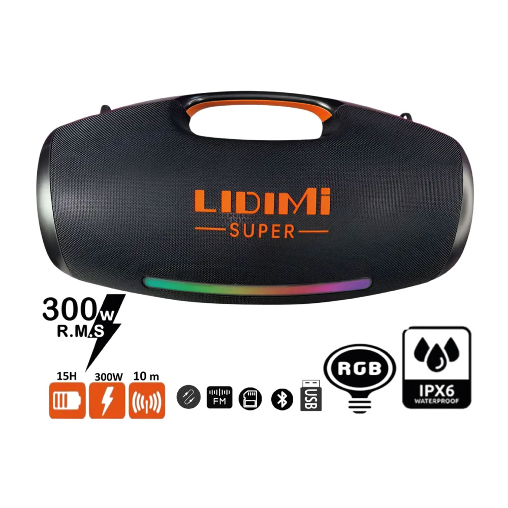 PARLANTE BLUETOOTH PORTÁTIL LIDIMI LD-S684 SUPER X-BASS 300W - 1