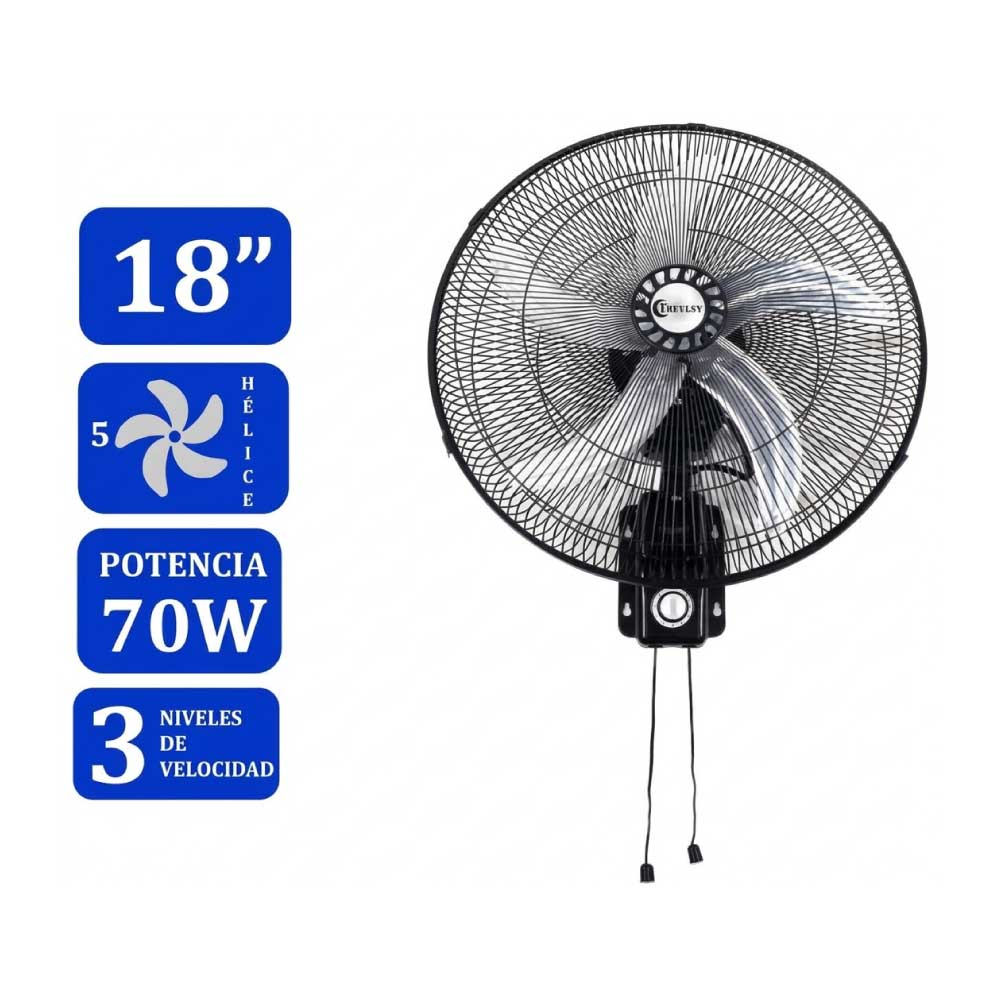 VENTILADOR DE PARED TREVELY VT-1804 DE 18' 70W - 1