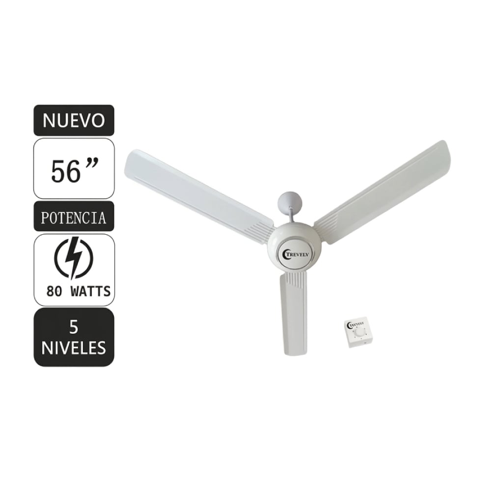 VENTILADOR DE TECHO TREVELY VT-5680 56' 90W - 1