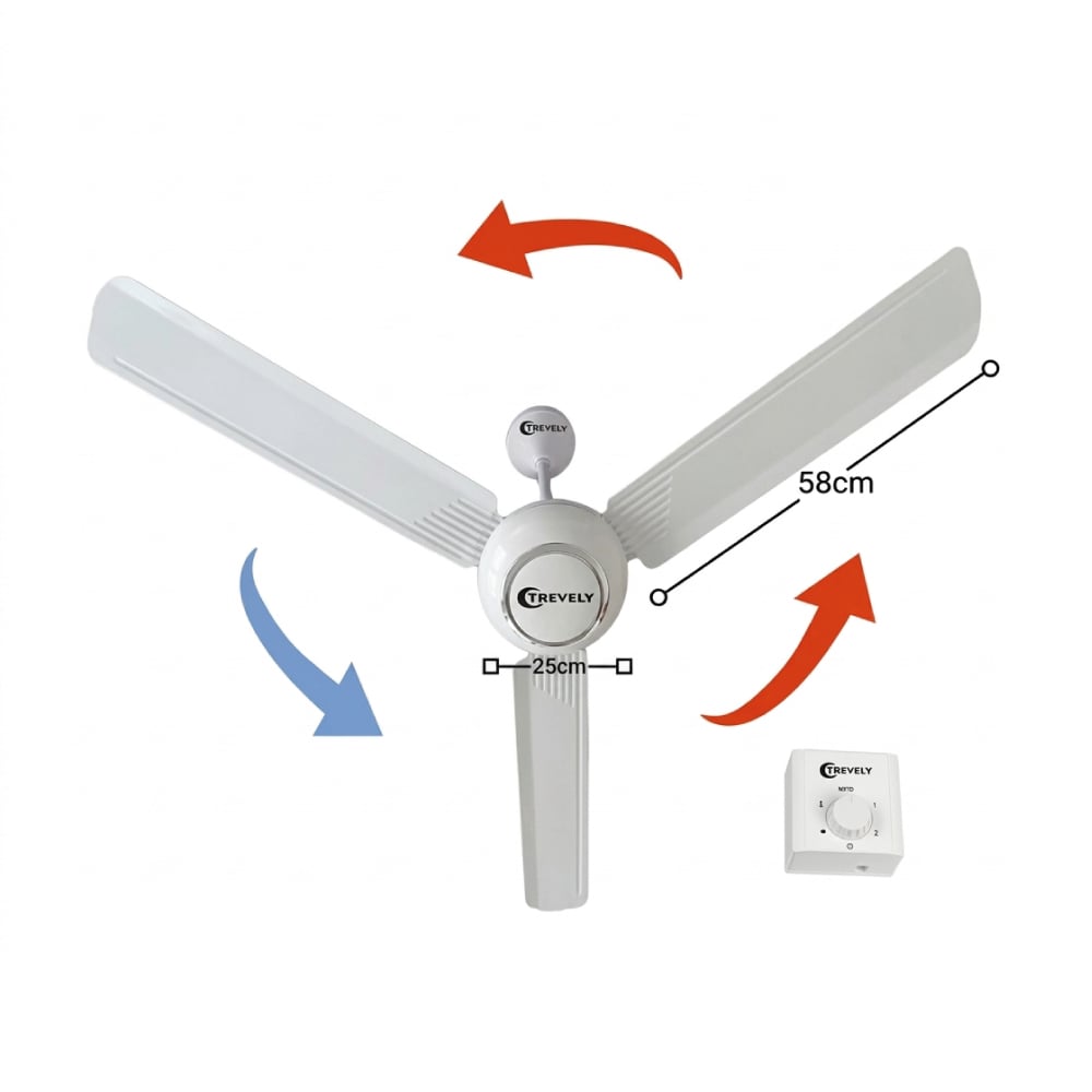 VENTILADOR DE TECHO TREVELY VT-5680 56' 90W - 2