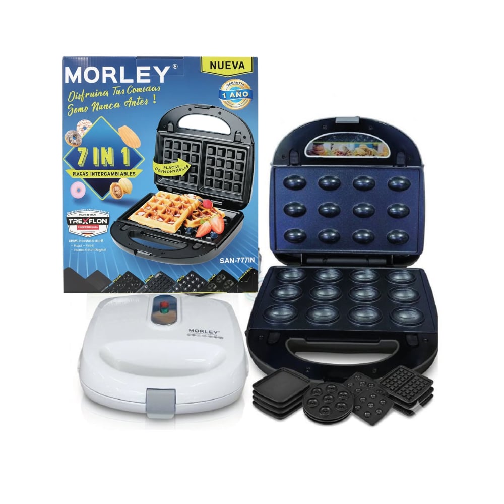 SANDWICHERA Y WAFLERA MORLEY SAN-777IN PLACAS INTERCAMBIABLES 7 EN 1 1500W - 3