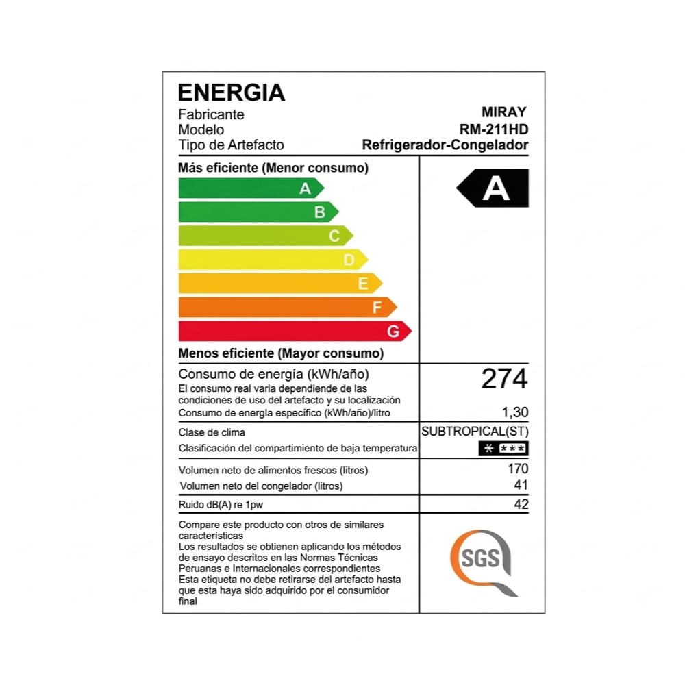 REFRIGERADORA MIRAY RM-211HD EUROFRÍO 211 LTS - 6