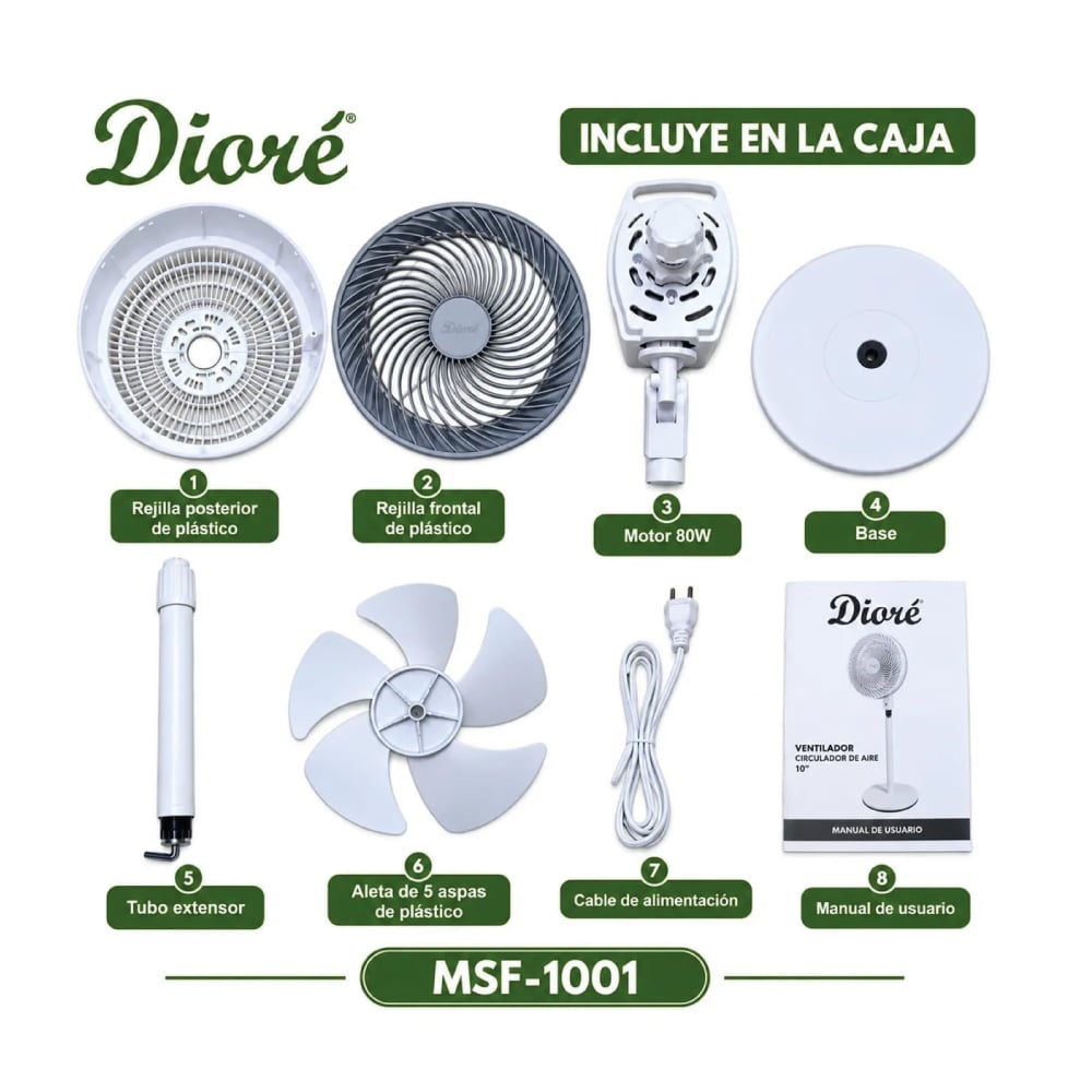 VENTILADOR PEDESTAL DIORÉ MSF-1001 DE 80W 10' - 3