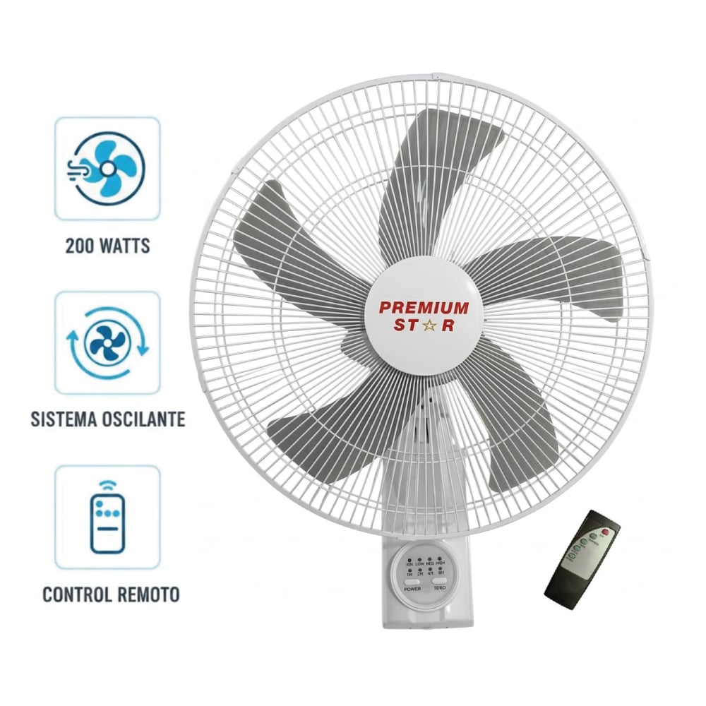 VENTILADOR DE PARED PREMIUM STAR PS-18 18' C.C REMOTO 200W - 1