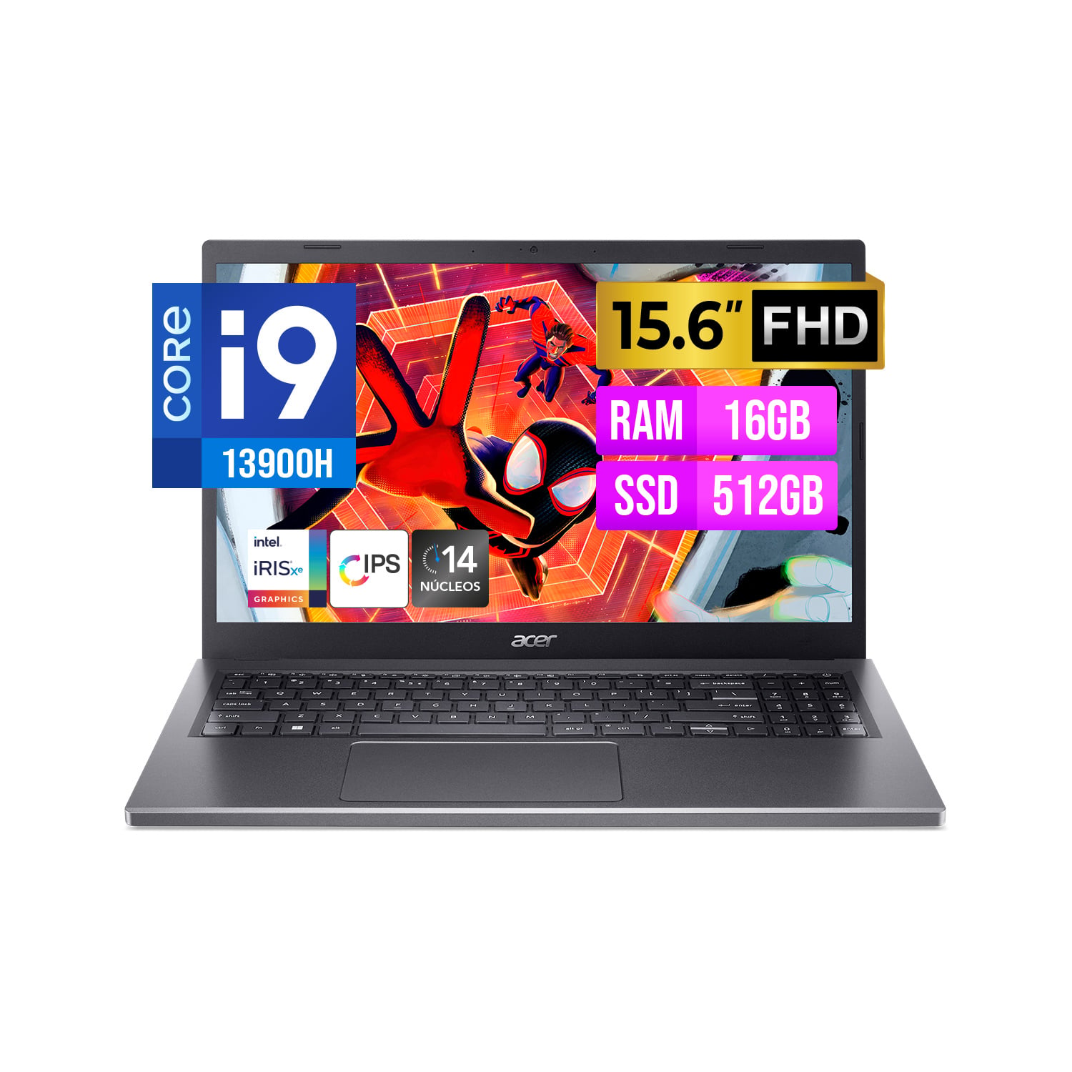 LAPTOP ACER ASPIRE 5 I9-13900H 15.6' FHD IPS 16GB RAM DDR5 512GB DISCO STEEL GRAY FREEDOS - 1