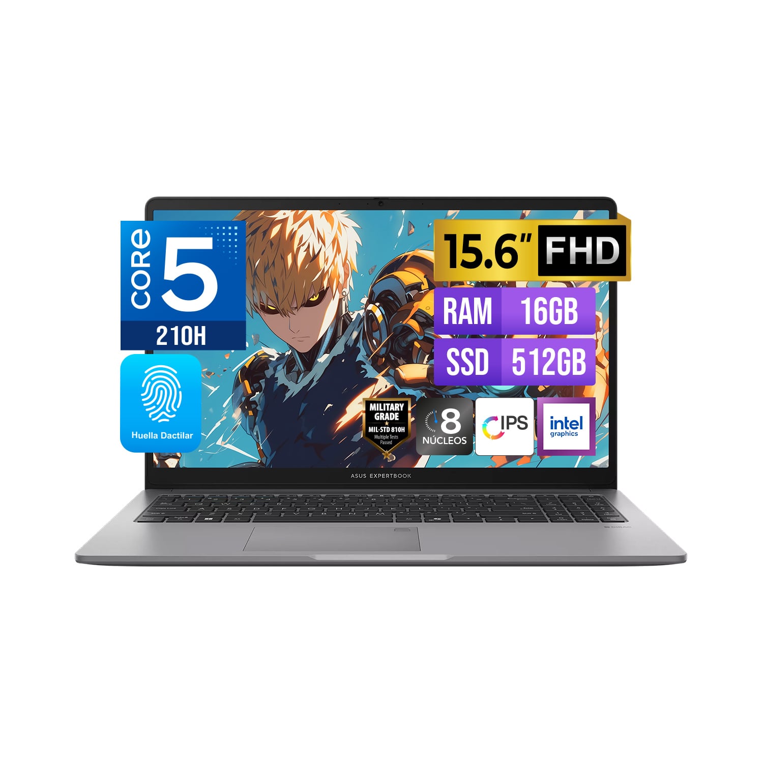 LAPTOP ASUS EXPERTBOOK 15.6' FHD IPS CORE 5 210H 16GB DDR5 512GB DISCO FREEDOS - 1