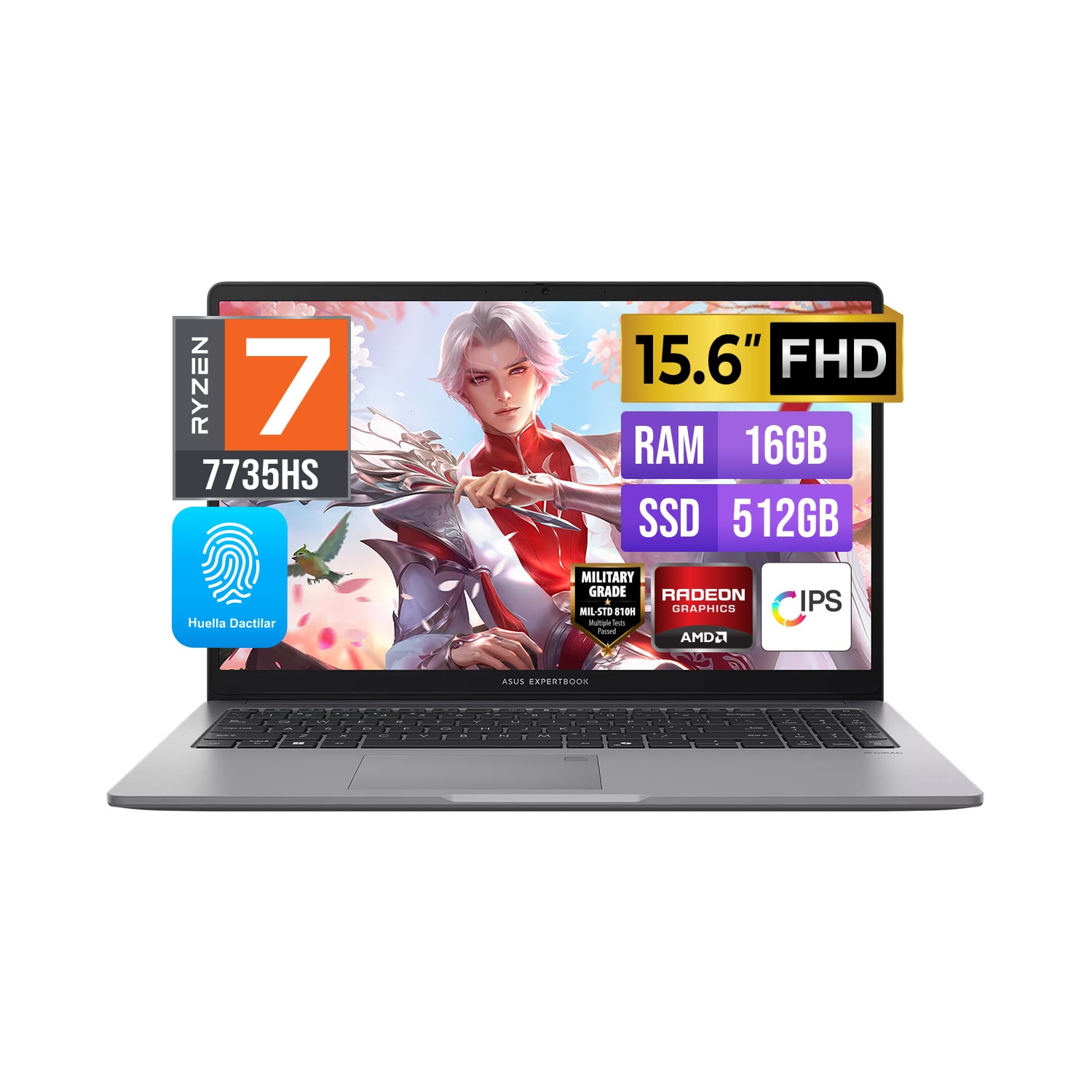 LAPTOP ASUS EXPERTBOOK 15.6' LED FHD IPS AMD RYZEN 7 7735HS 16GB DDR5 512GB DISCO FREEDOS - 1