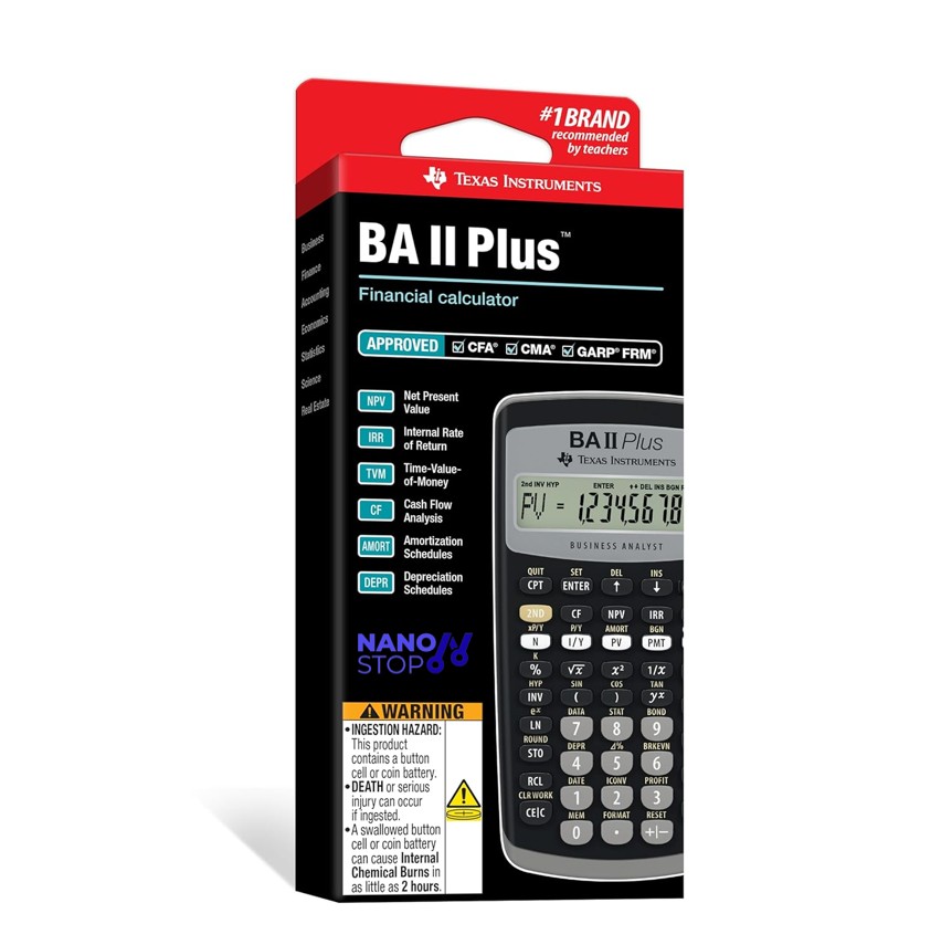 CALCULADORA FINANCIERA TEXAS INSTRUMENTS BAII PLUS + FUNDA PROFESIONAL - 3