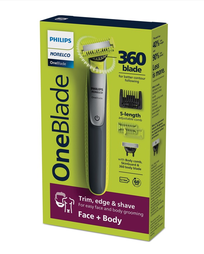 RASURADORA AFEITADORA PHILIPS NORELCO ONEBLADE 360° QP2834 - 7 PIEZAS - 7