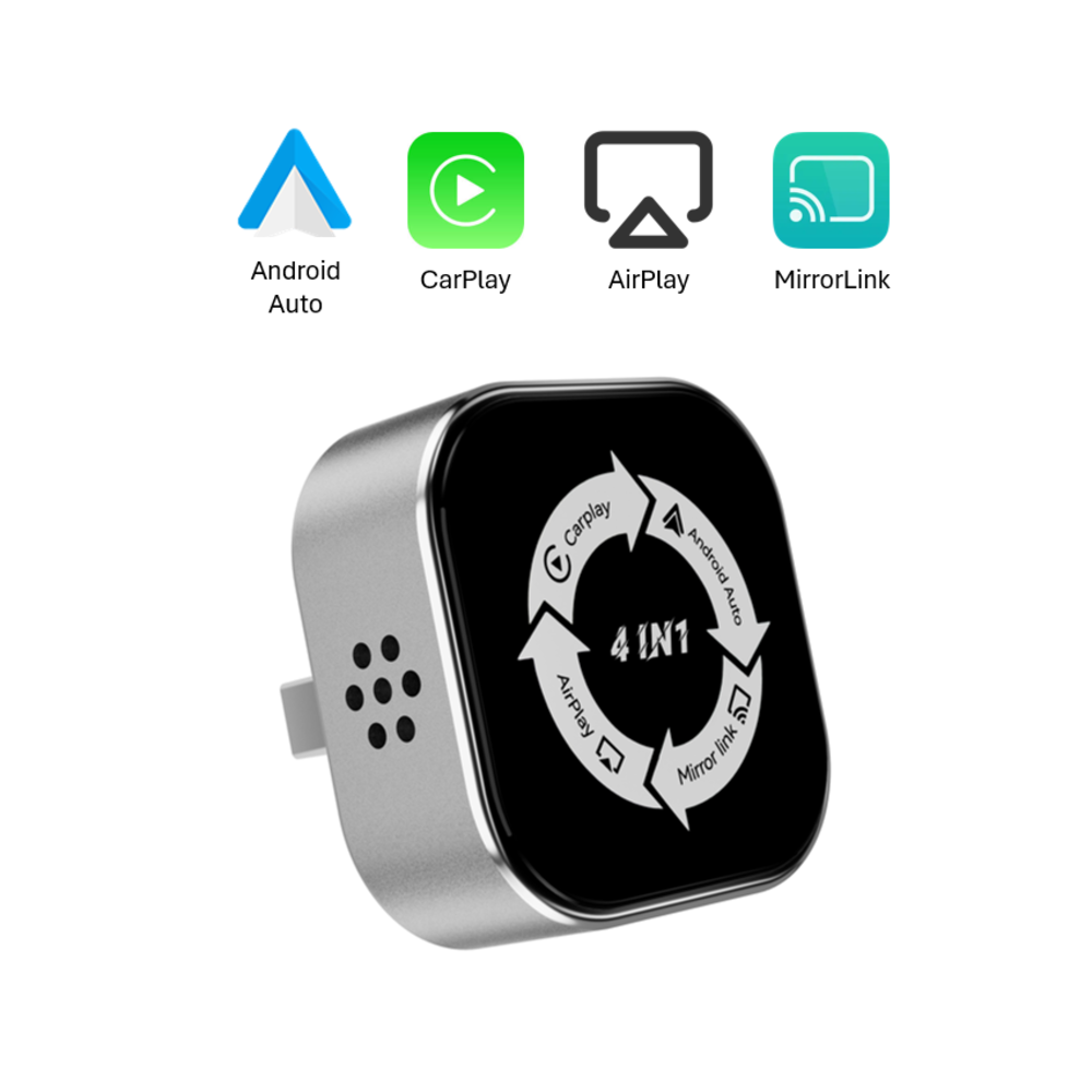 ADAPTADOR 4 EN 1 CARPLAY ANDROID AUTO INALÁMBRICO - ESPEJO PANTALLA AUTO - 1