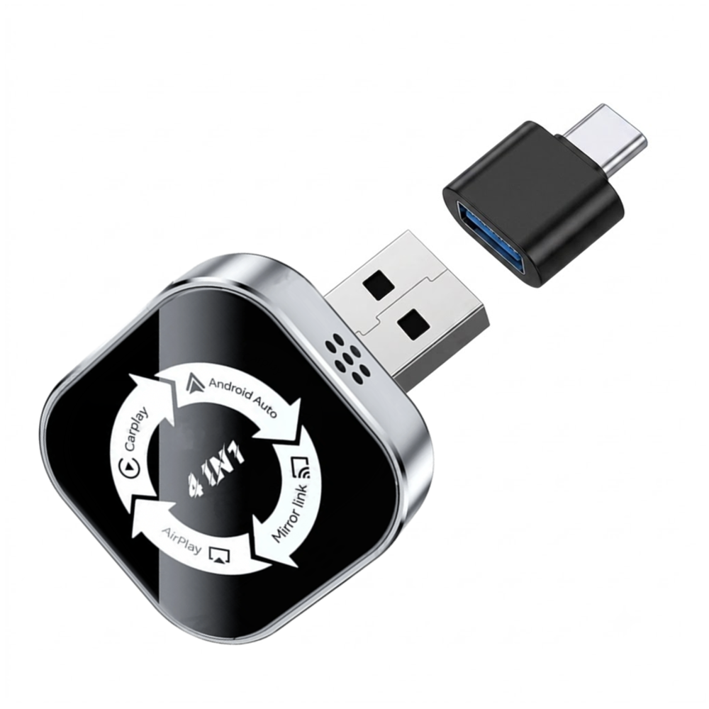 ADAPTADOR 4 EN 1 CARPLAY ANDROID AUTO INALÁMBRICO - ESPEJO PANTALLA AUTO - 4
