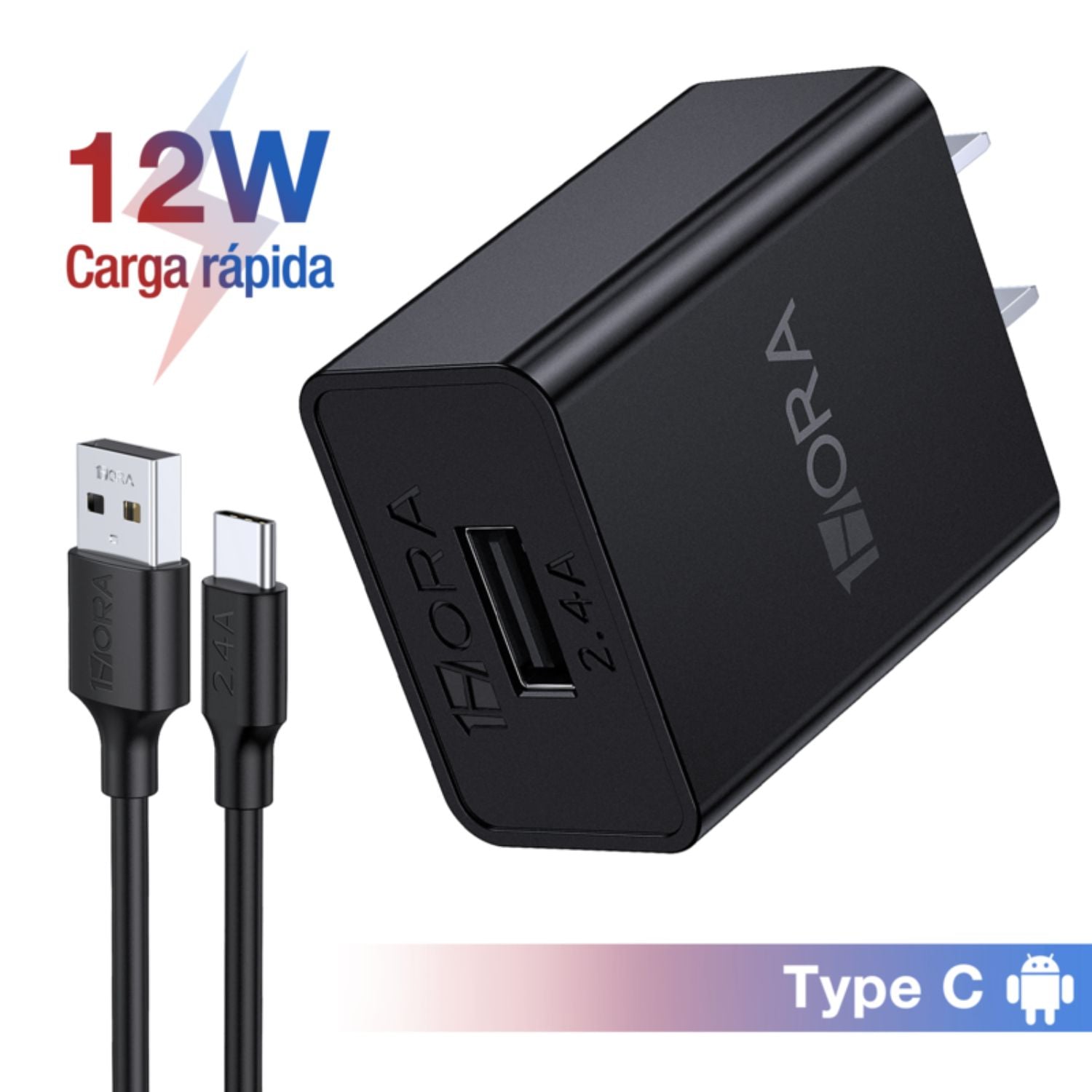 CARGADOR Y CABLE USB TIPO C GAR142 - 1HORA - 1