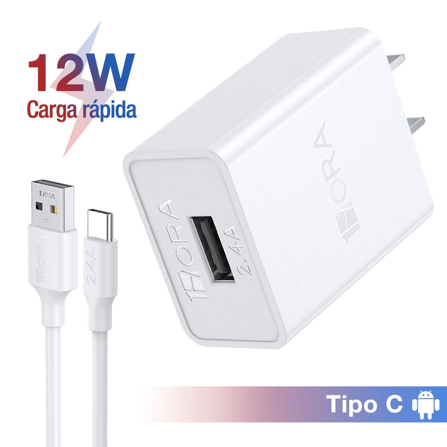 CARGADOR Y CABLE USB TIPO C GAR142 - 1HORA - 2