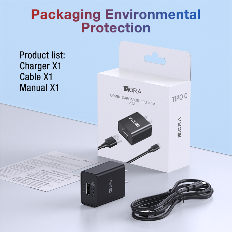 CARGADOR Y CABLE USB TIPO C GAR142 - 1HORA - 3