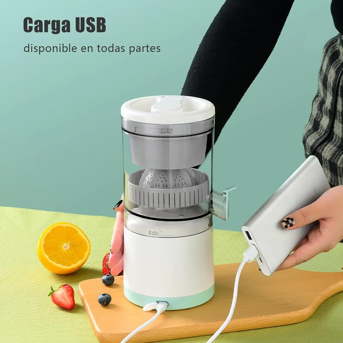 EXPRIMIDOR/EXTRACTOR PORTÁTIL PARA NARANJAS Y MÁS, RECARGABLE POR USB - 2