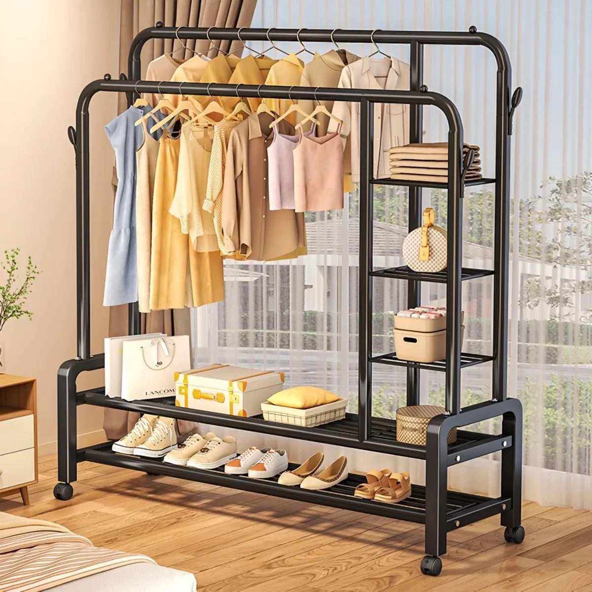 PERCHERO ORGANIZADOR ROPA DOBLE BARRA REFORZADO - 1
