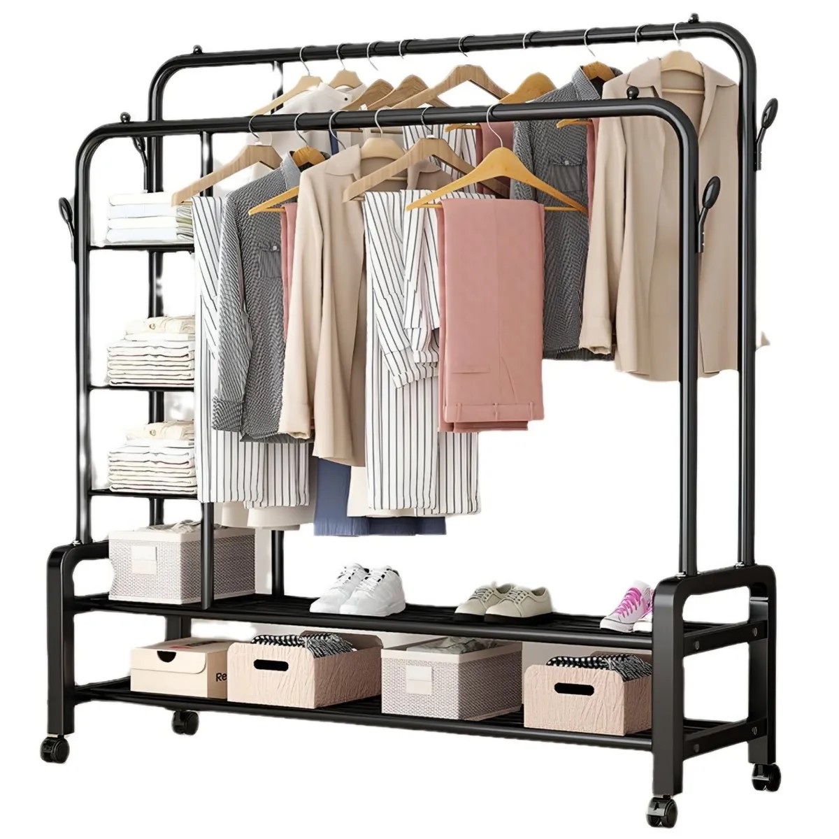 PERCHERO ORGANIZADOR ROPA DOBLE BARRA REFORZADO - 4