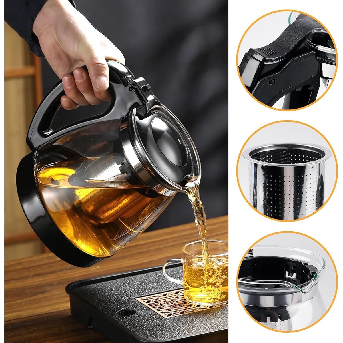 TETERA DE VIDRIO INFUSOR DE TÉ CON FILTRO 700 ML - 2