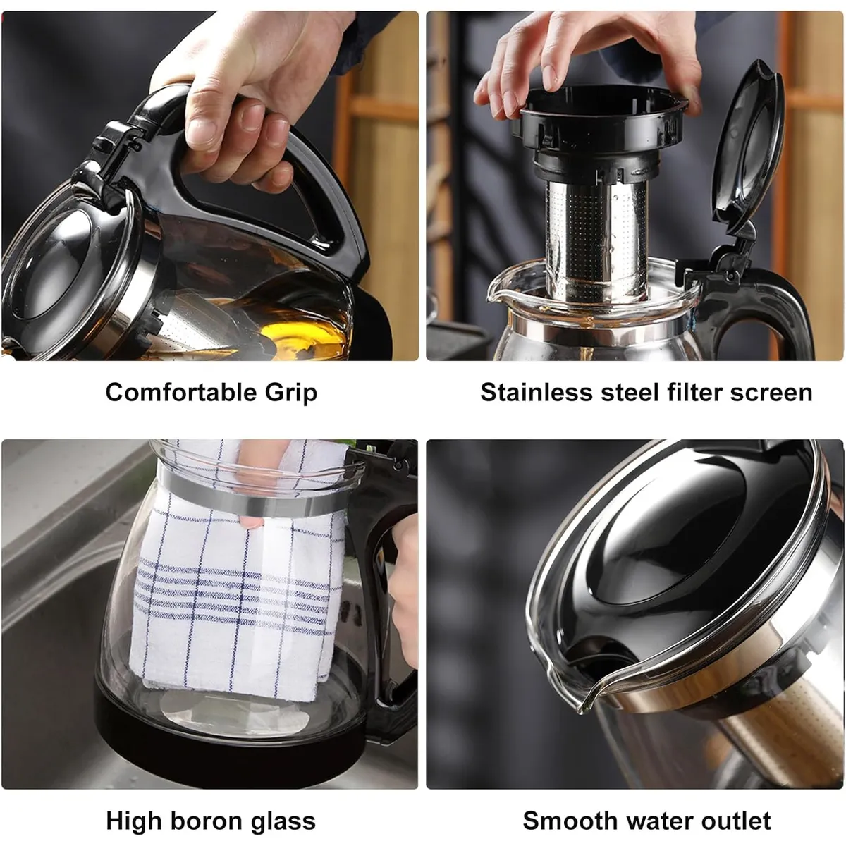 TETERA DE VIDRIO INFUSOR DE TÉ CON FILTRO 700 ML - 3