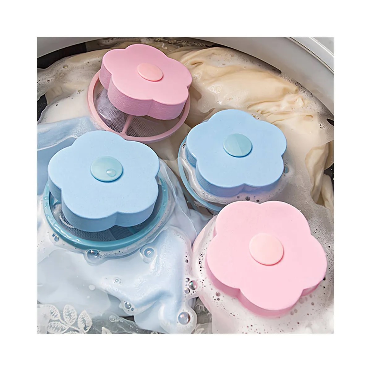 PACK X4 FILTROS ATRAPA PELUSAS PARA LAVADORA – REUTILIZABLES - 1