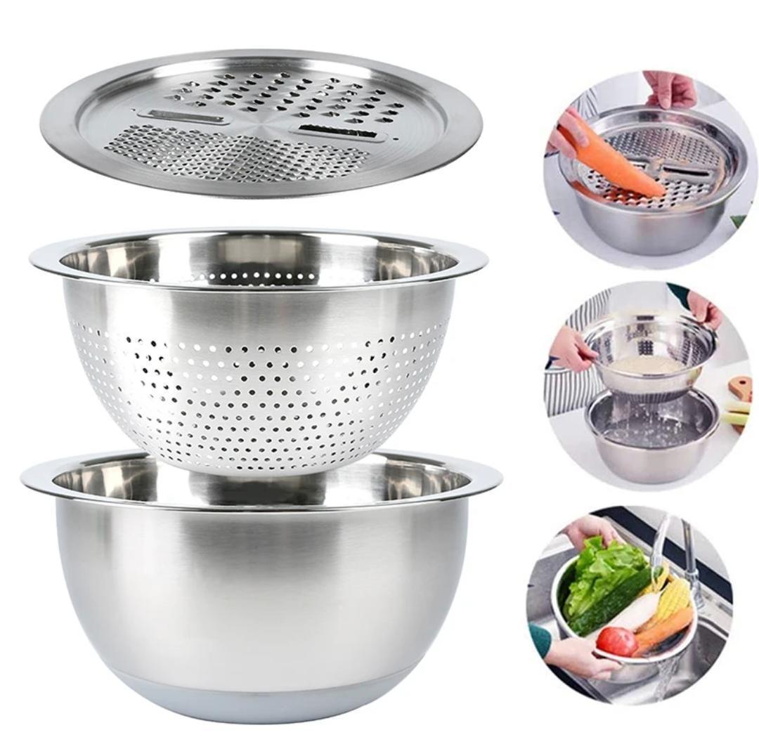 BOWL RAYADOR MULTIFUNCIONAL PARA COCINA – RALLADOR Y RECIPIENTE - 3