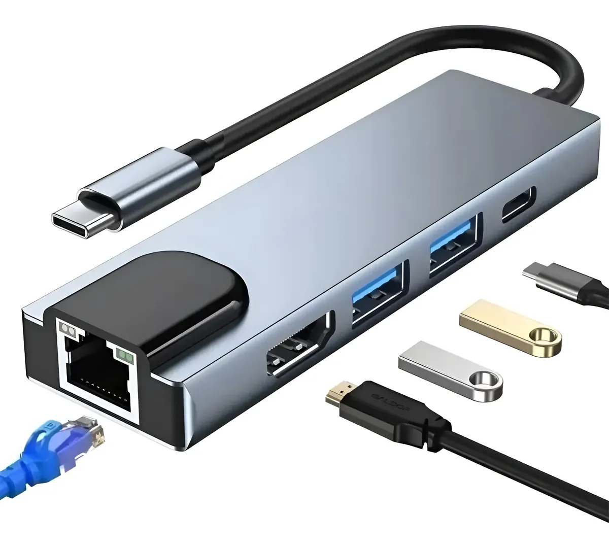 ADAPTADOR 5 EN 1 ULTRA FAST USB-C - HDMI RJ45 USB HUB - 1