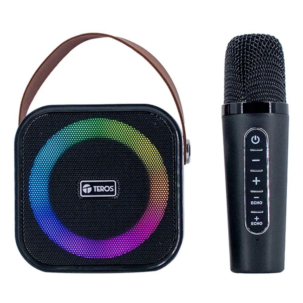 PARLANTE KARAOKE INALÁMBRICO TEROS USB ILUMINACIÓN LED NEGRO - TEROS TE-6013N - 1