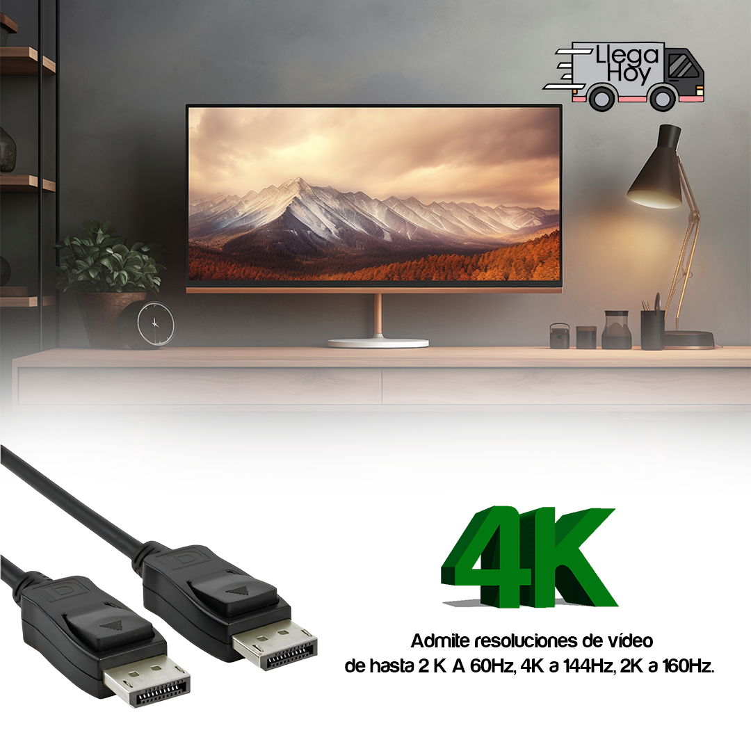 CABLE DE VIDEO UGRM DISPLAYPORT 1.8M NEGRO 4K - 2