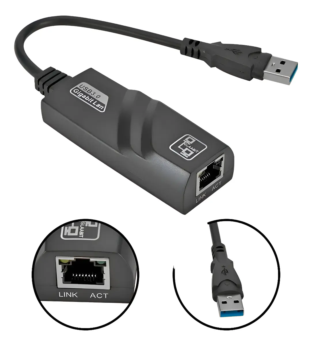 ADAPTADOR DE RED GIGABIT USB 3.0 A ETHERNET RJ45 15CM - 1