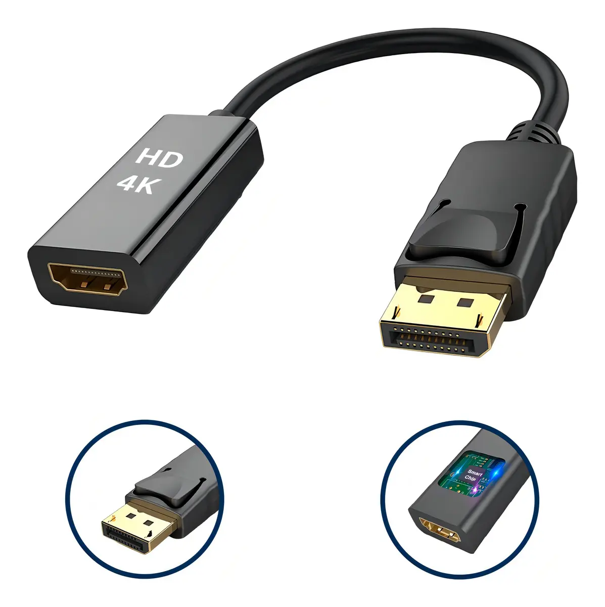 CABLE DISPLAYPORT A HDMI 4K 15CM NEGRO BLUE DRAGON CONVERTIDOR ADAPTADOR - 1