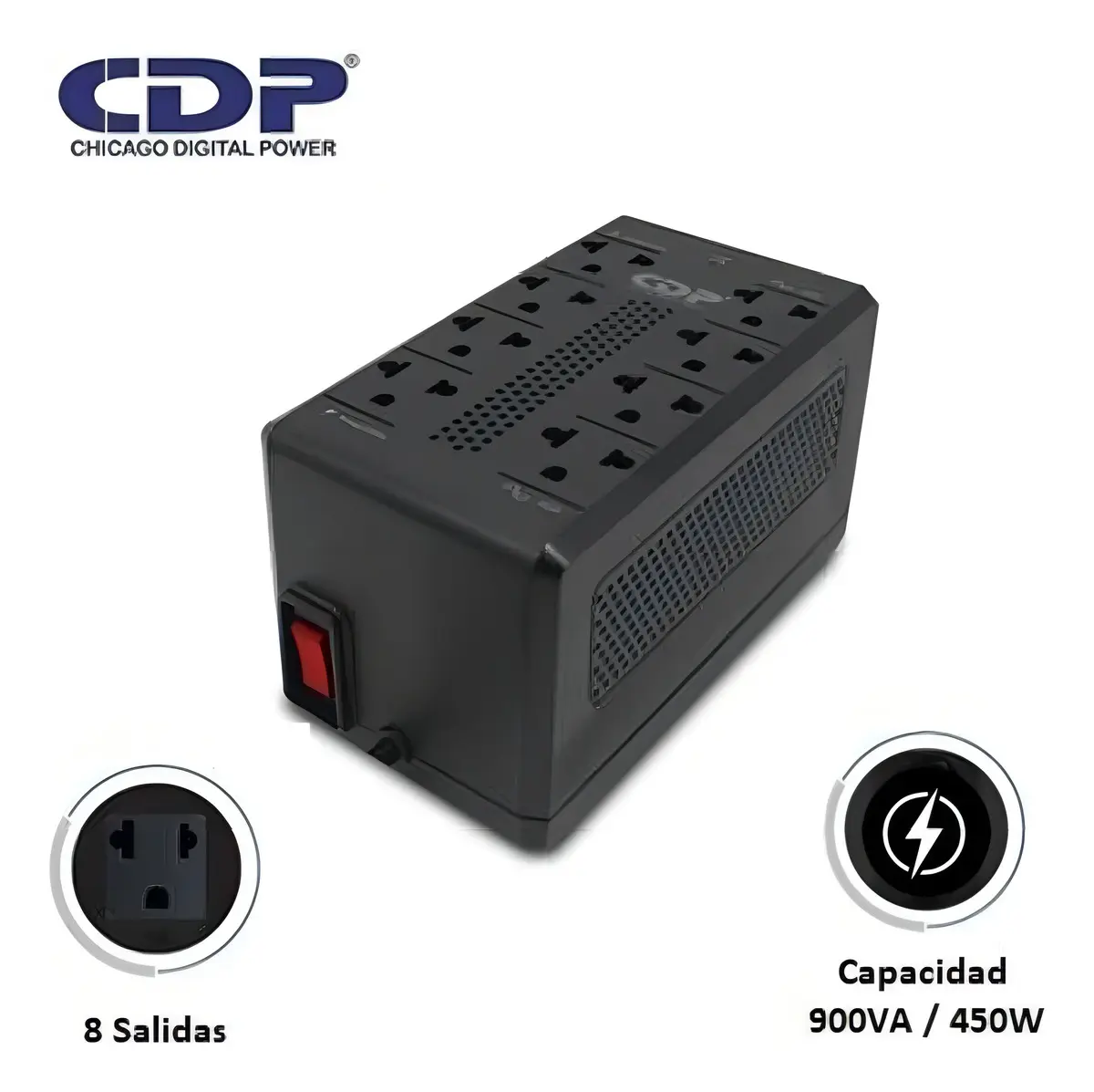 ESTABILIZADOR CDP RAVR1008I 900VA/450W 8 SALIDAS - 1